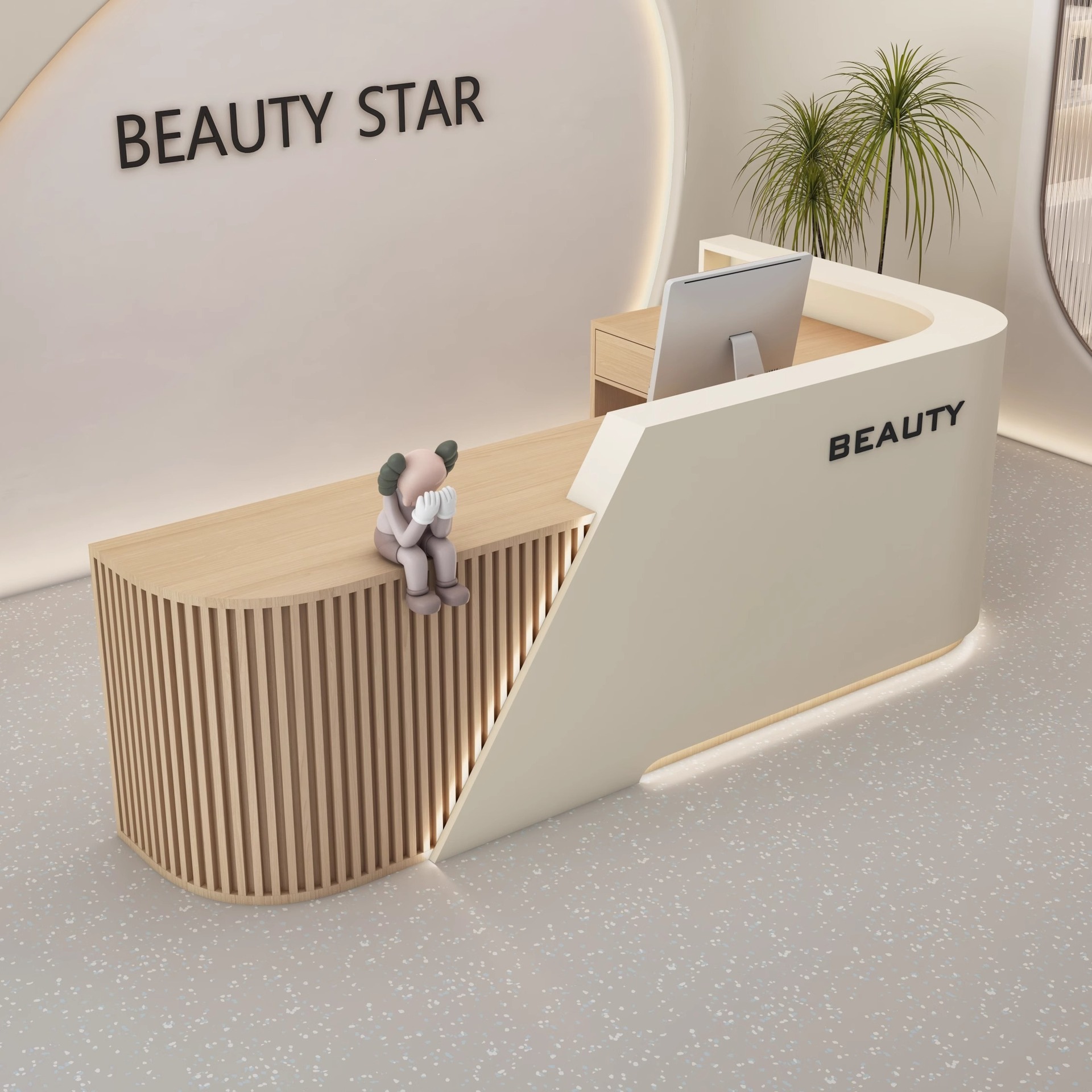 Bar counter, cashier counter, company desk, beauty and clothing store modern table, commercial corner lobby reception desk