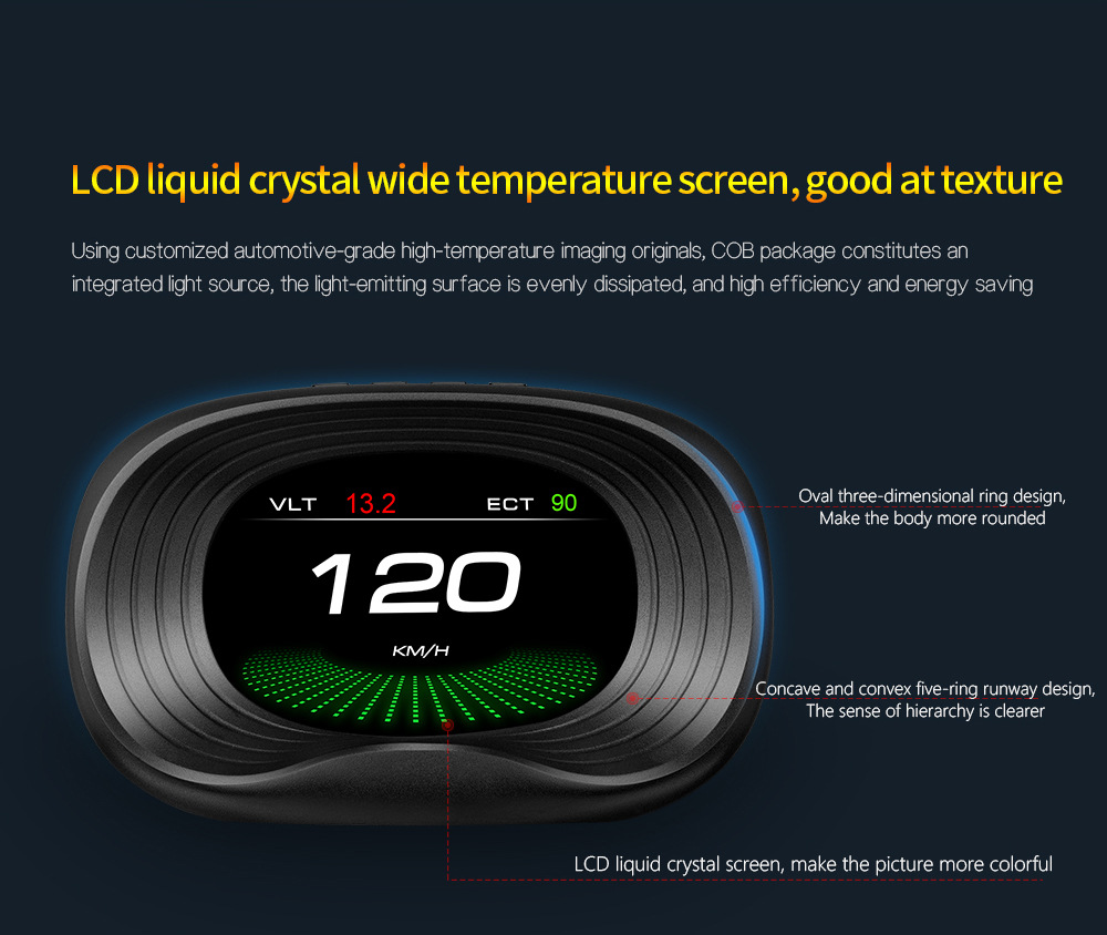 Cross-border HUD Head-Up Display Car ECU Driving Computer OBD High-Definition Portable LCD Car Display P20