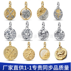 跨境专供潘家多拉珠子925纯银厚银Me系列蛇牌小配件珠子