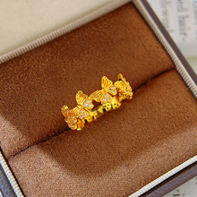 18k金梦蝶戒指au750花丝缠绕蝴蝶指戒女款轻奢百搭高级感黄金指环