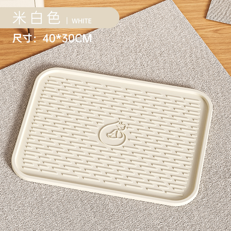 실리콘 카툰 고양이매트 [오프화이트] 40*30
