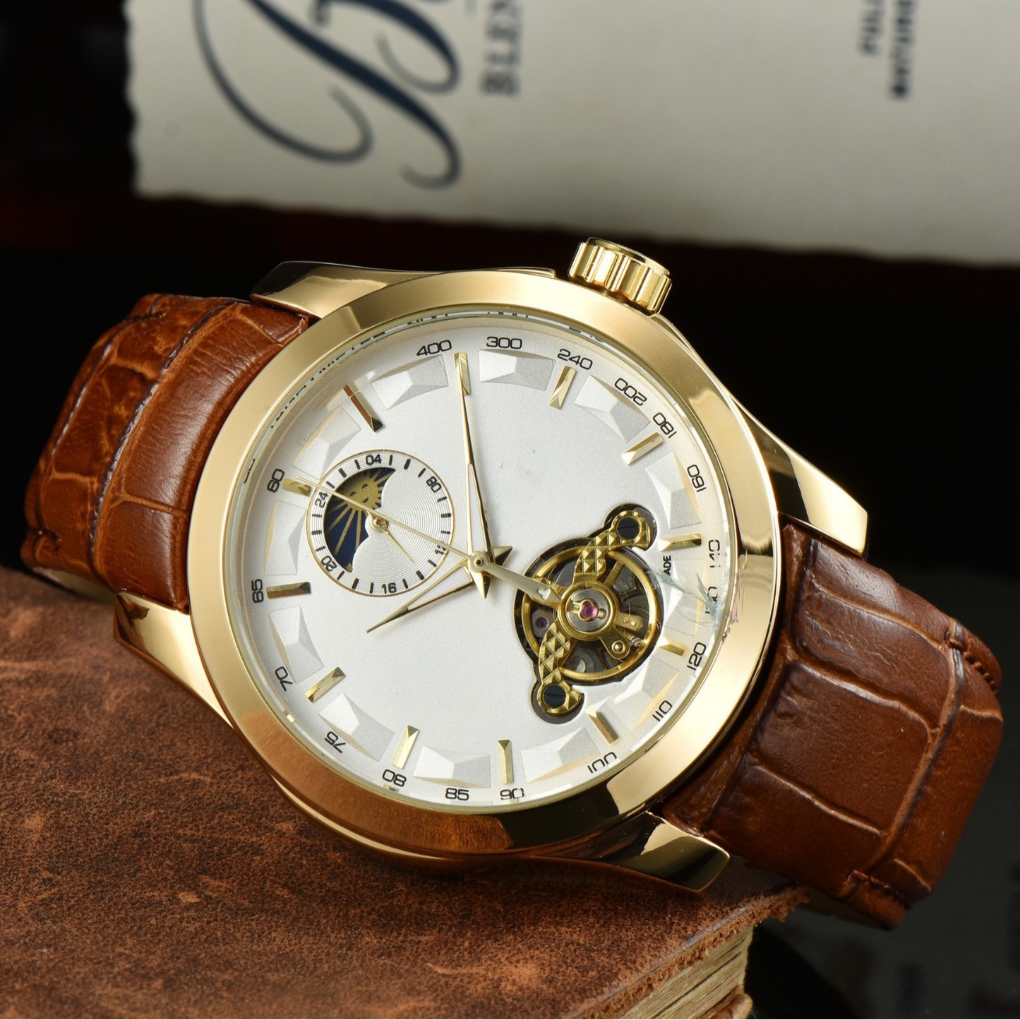 Independent Station Men's Belt Foreign Trade Mechanical Goods Men's Automatic Flywheel Watch Talk about Watch Manufacturers Wholesale