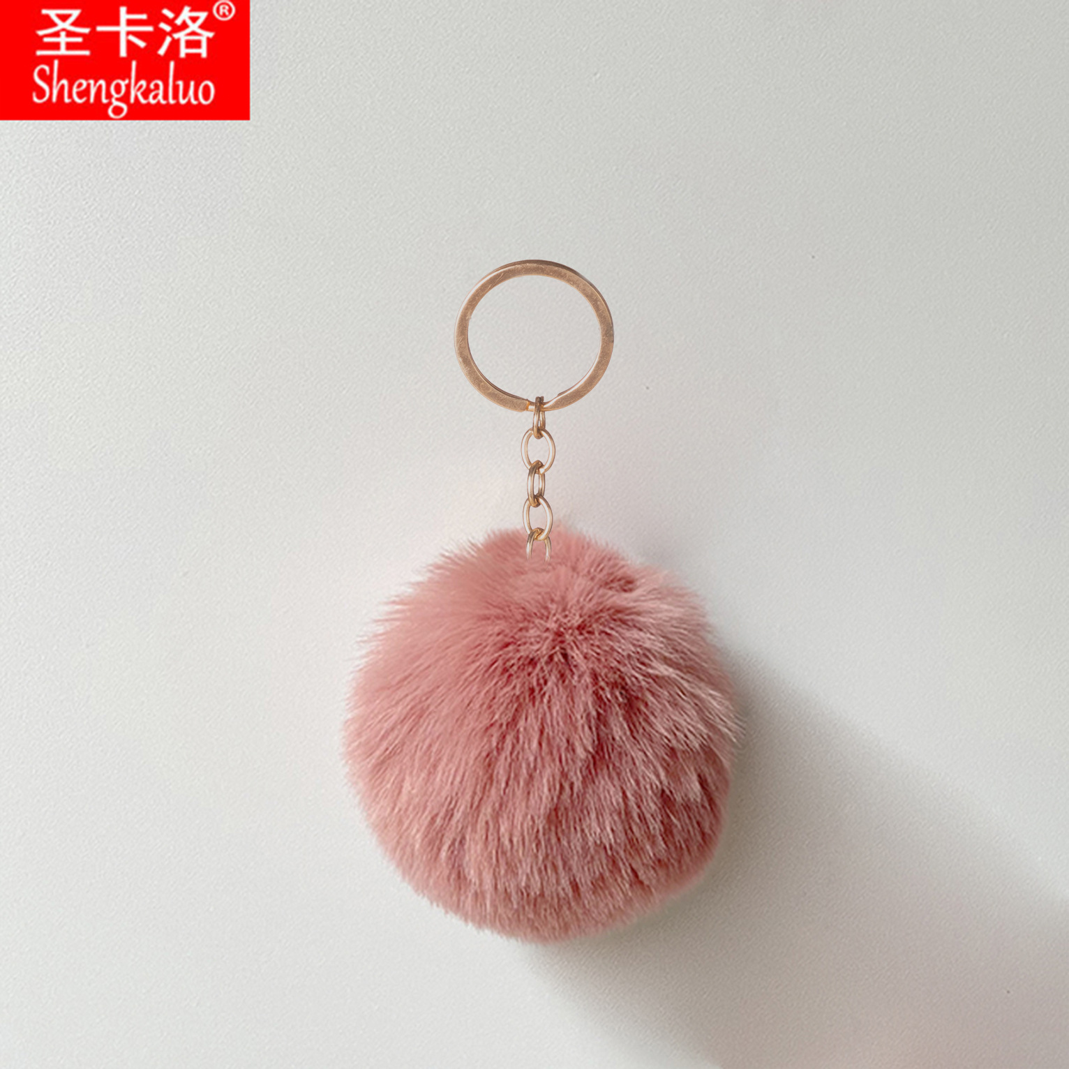 Elemento verde colgante cuerda llavero de peluche de piel artificial bolsa de lana corta colgante damas colgando bolsa accesorios al por mayor