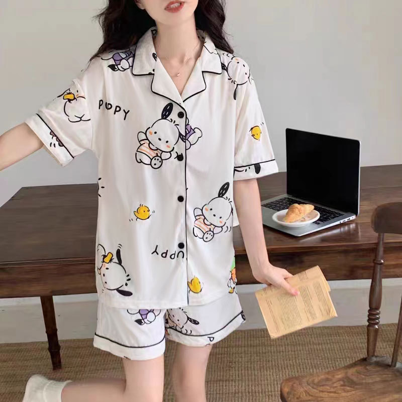 D.M-111 카툰 강아지 가디건 숏팬츠 세트