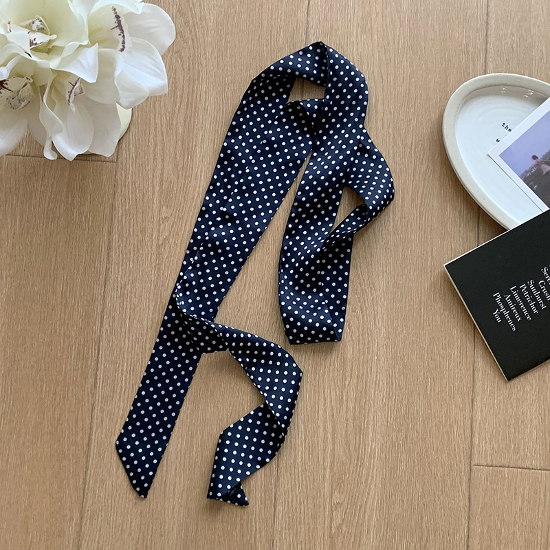 Pañuelo, bufanda de seda, tira larga, estilo de primavera y verano de alta calidad, lunares de moda, esquinas afiladas, bolsa de toalla de seda para mujer, cinturón multiusos