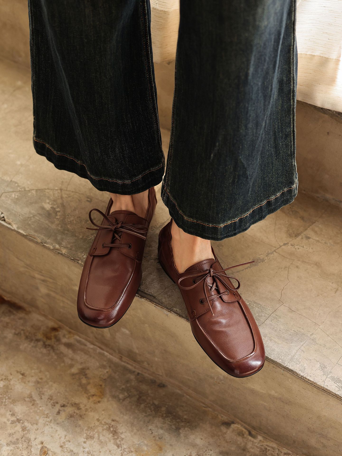 CHIKO Giorgia Square Toe Block Heels Oxfords Shoes, Moccasins