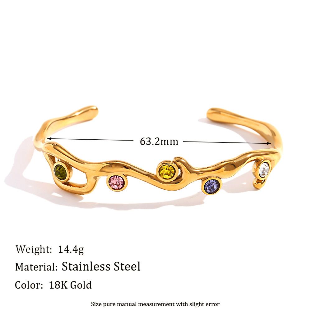 Stainless Steel Branch Color Diamond Bracelet