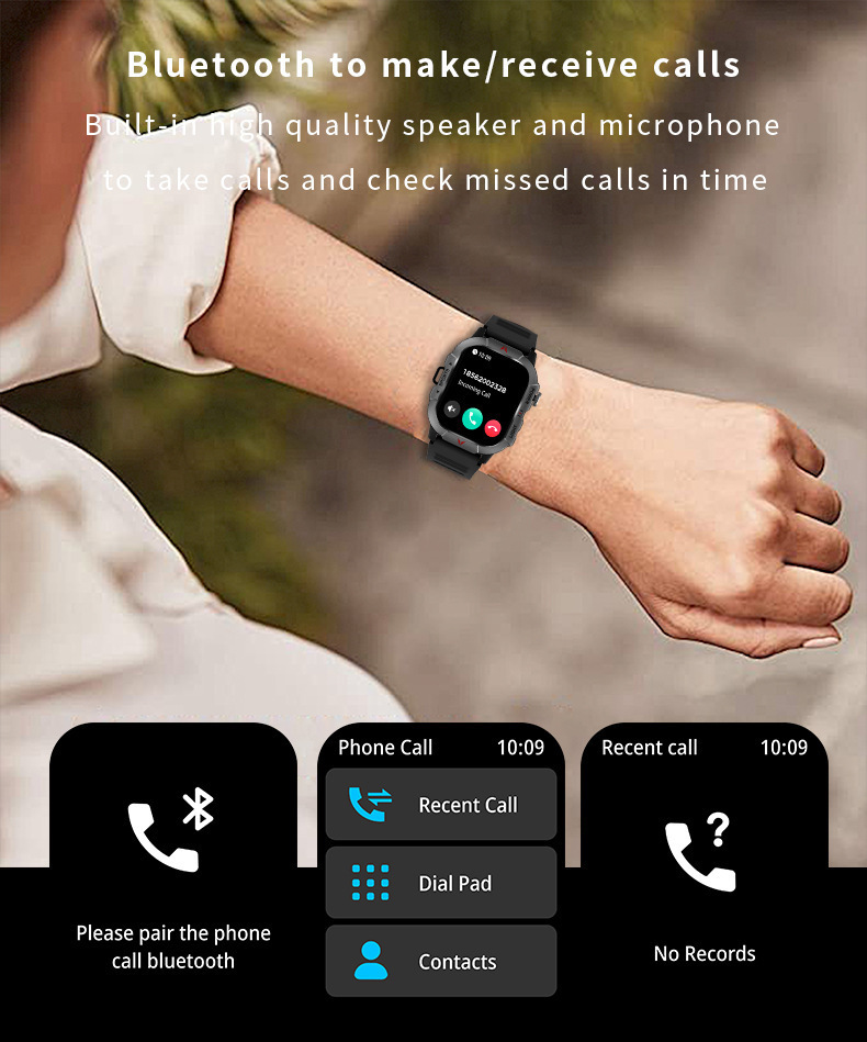 Smartklocka med pulsmätare och bluetooth för utomhussport_voghion.com