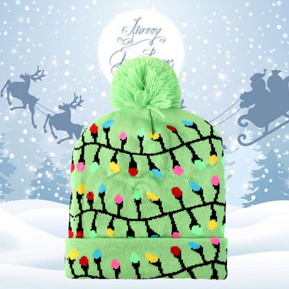 Sombrero de Navidad de invierno transfronterizo sombrero de soldado jacquard de punto de moda fiesta de Navidad cálido sombrero de luz LED al por mayor