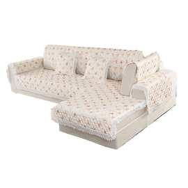 6WUI批发田园棉麻亚麻小清新沙发垫简约现代布艺蕾丝蔷薇花边沙发