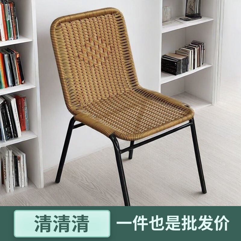 Cheap anti-rattan hand-woven backrest chair clearance sale, convenient light luxury rattan chair for balcony outdoor single adult chair