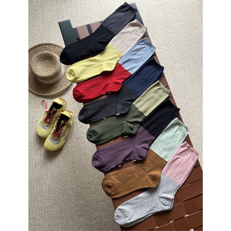 European Fashion Show Style Color-Blocking Trendy Socks, Thin and Stylish, Versatile Color-Matching Comfortable Slouch Socks
