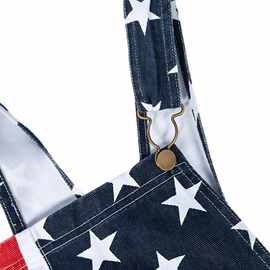 I 37147 American flag couple overalls 国旗情侣背带短裤