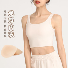 欧美清仓罗纹运动内衣女聚拢跑步美背吊带健身文胸瑜伽背心