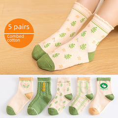 春夏秋冬季新款精梳棉大中小兒童短襪卡通女童學生寶寶中筒襪批發