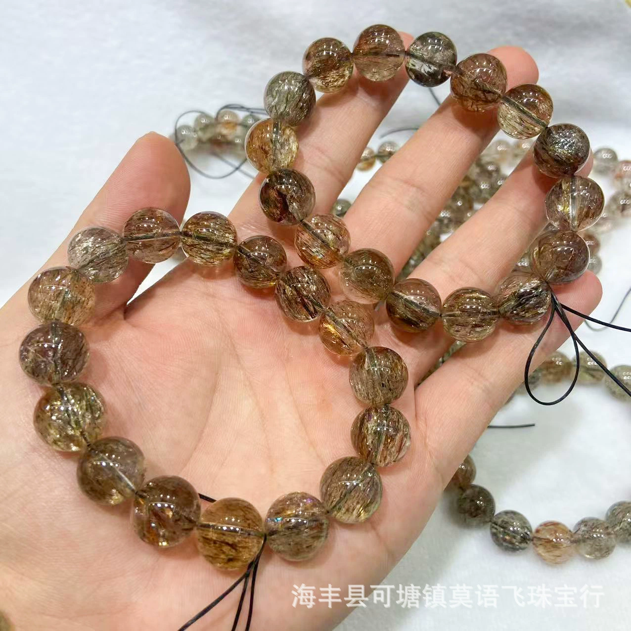 Натуральное черное золото супер семь браслетов слюды волос нити чистые кристаллы прозрачные кристаллы