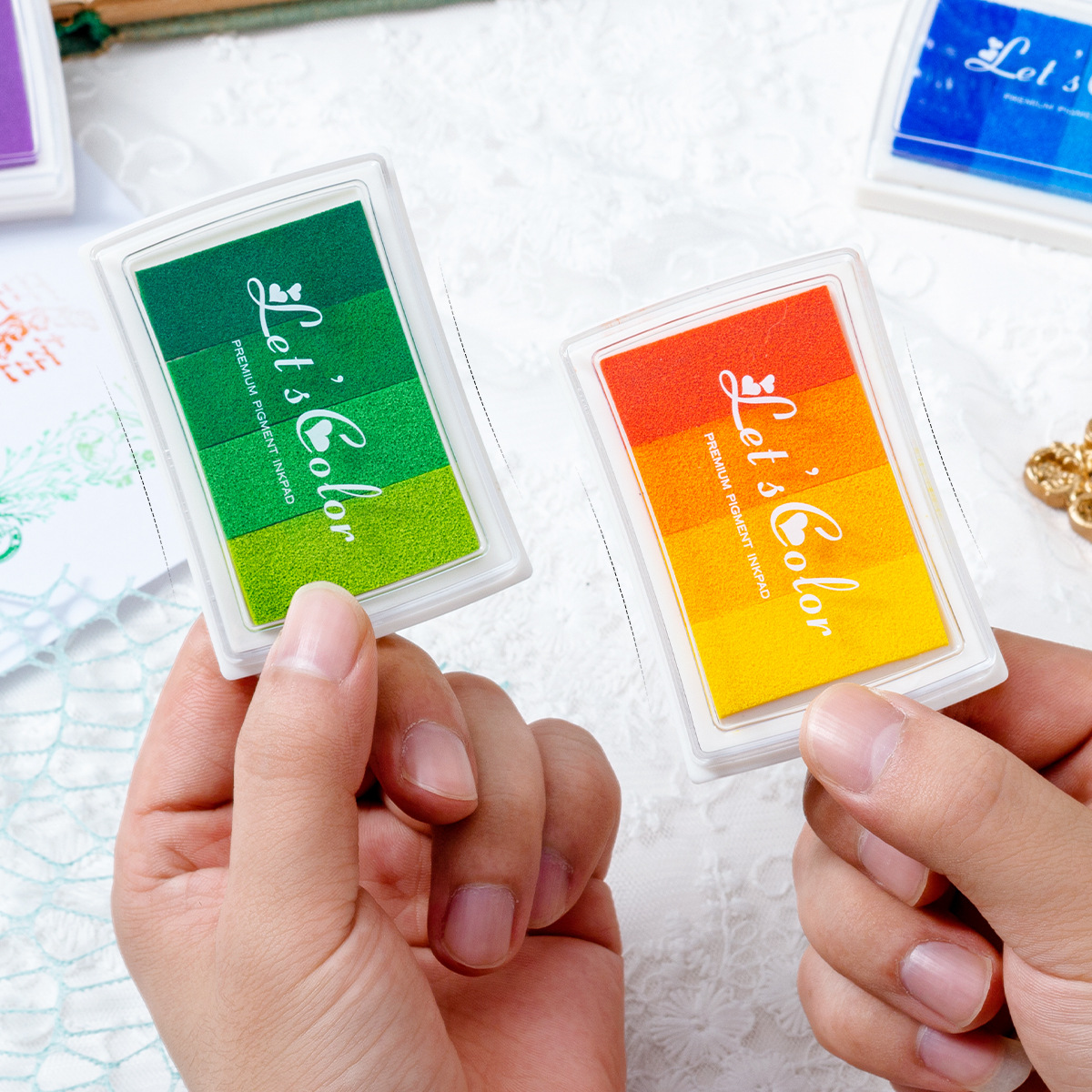 Almohadillas de Tinta con Gradiente Arcoíris de 6 Colores para Sellos y Manualidades DIY image 6