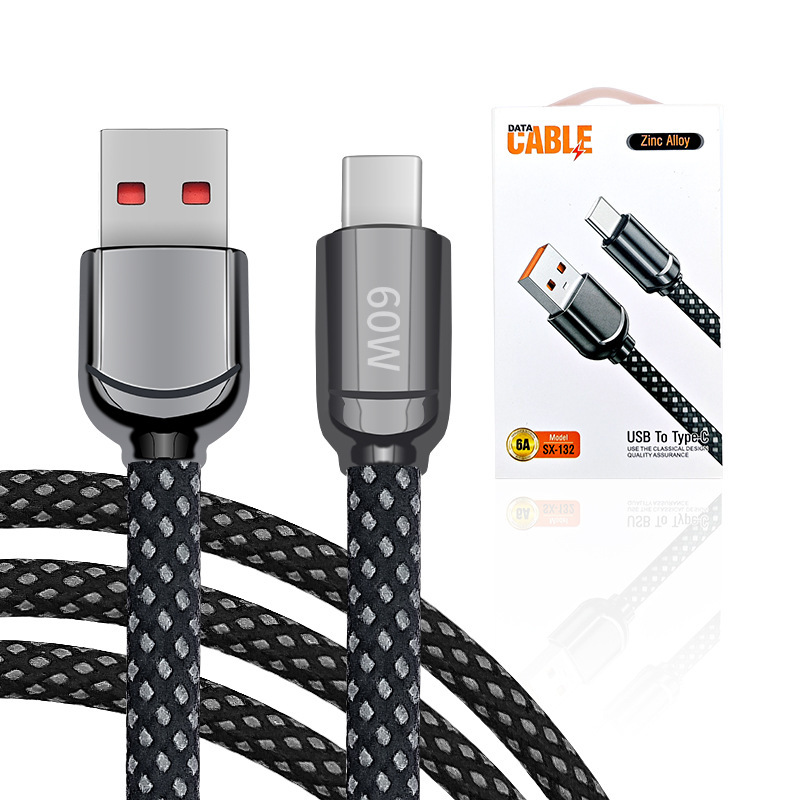Wholesale 6A Zinc Alloy USB Type C Fast Charging Cable Fast Charging Typec Data Cable Charging Cable