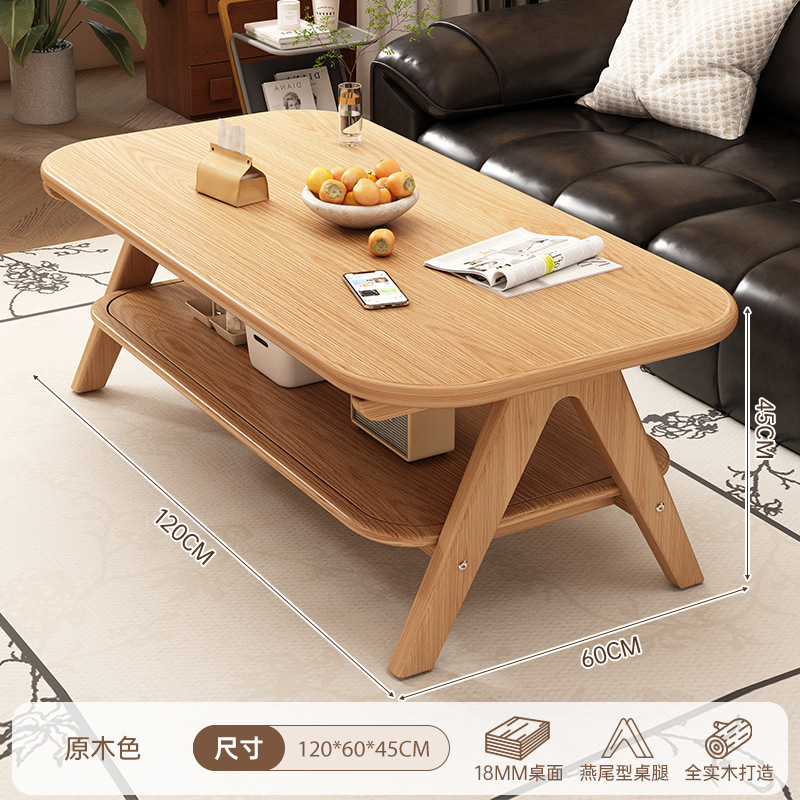Mesa de centro de madera maciza sala de estar hogar 2025 nuevo estilo tronco sofá mesa de té simple y moderno apartamento pequeño mesa cuadrada