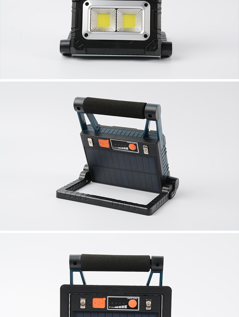 New COB solar-powered portable lamp, LED emergency floodlight, USB charging portable camping lamp pic 17