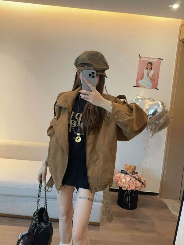 麂皮绒外套女春秋季2025新款早秋薄外套巨好看的短款夹克初秋休闲|undefined