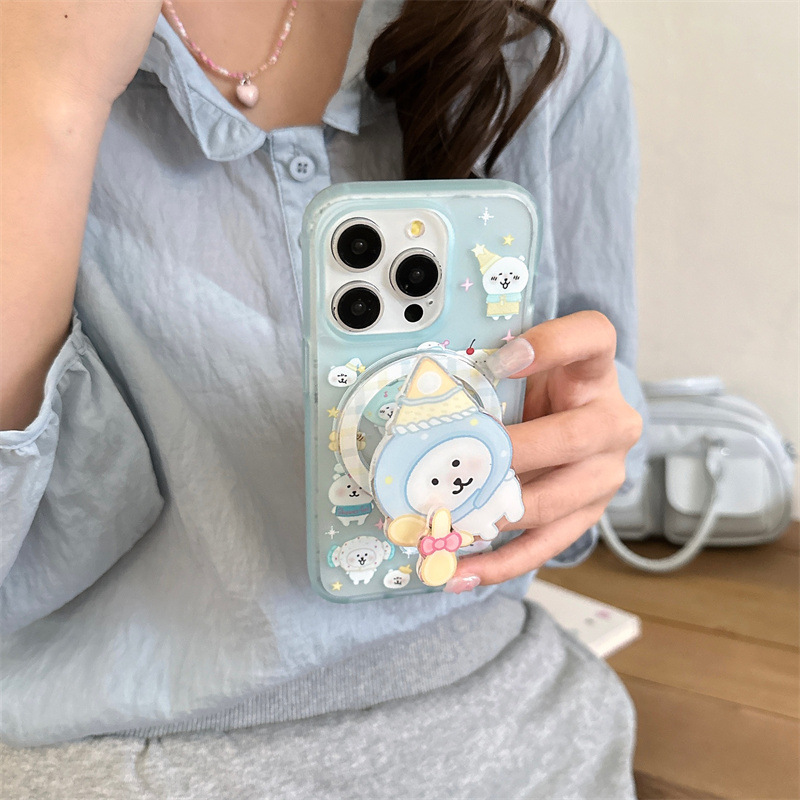 Magnetic Bath Bear Suitable for Apple 16 Mobile Phone Case 15Pro All-Inclusive 14Pro Anti-Fall 1413 Protective Cover New Style