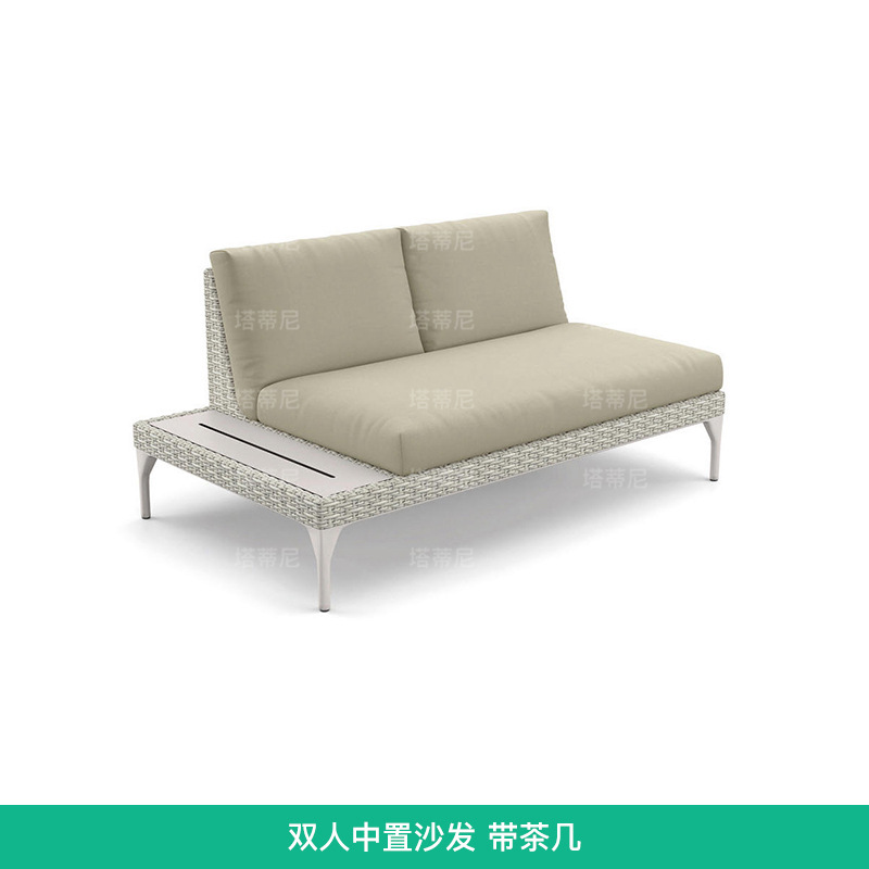 Conjunto de sofás para exteriores, muebles de esquina para patio o balcón, sofá de ratán para terraza de villa o solárium.