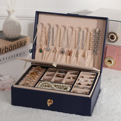 Ins Creative PU Leather Multi-layer Large Capacity Jewelry Box Portable Jewelry Earring Stud Storage Box Cross-border Wholesale