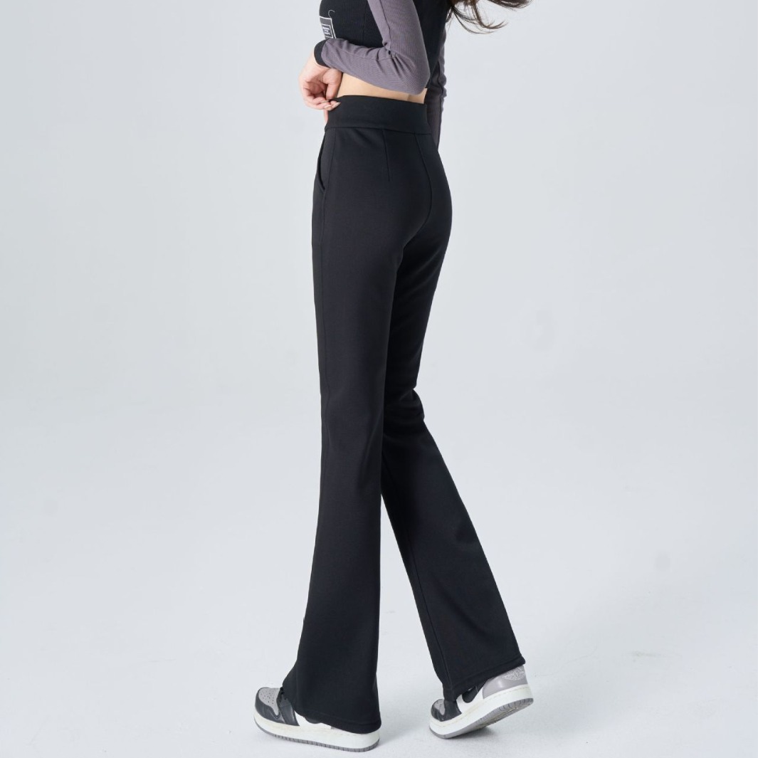 [브로케이드 코튼 슈퍼 모델 바지] 봄 새로운 여성 기모 두꺼운 브로케이드 코튼 스트레치 캐주얼 마이크로 플레어 바지