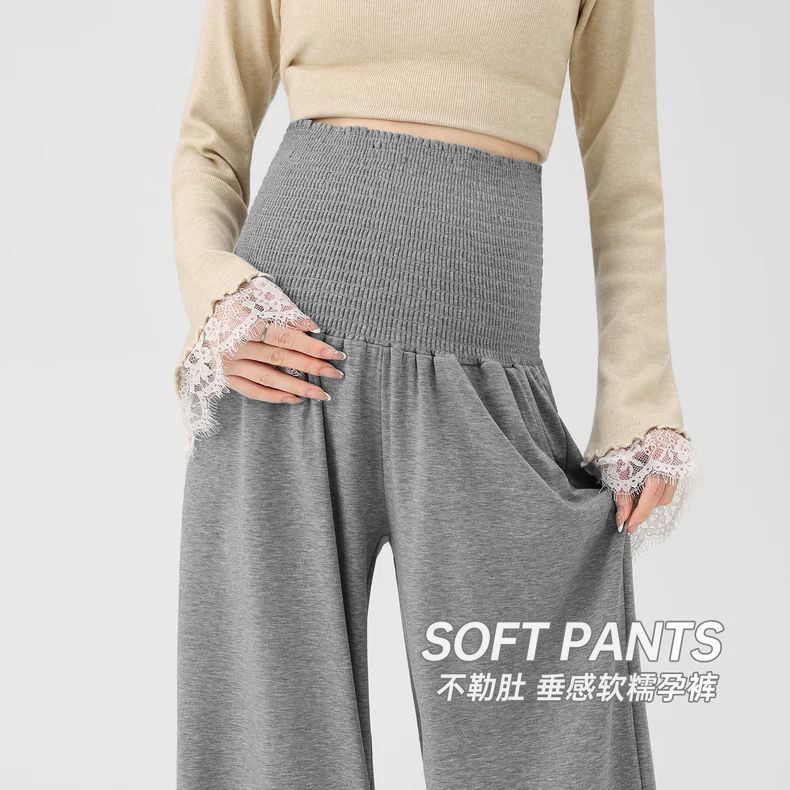 Maternity wear for autumn and winter, new style with thin fleece lining, warm wide-leg pants, loose fit, tummy-covering, slimming, soft and drapey, versatile maternity pants Maternity wear for autumn and winter, new style with thin fleece lining, warm wide-leg pants, loose fit, tummy-covering, slimming, soft and drapey, versatile maternity pants