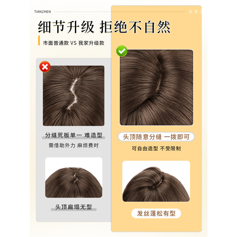 Peruca de mujer cubierta de cabello [Wendy cabello corto] invisible sin rastro de simulación de cabello nuevo red cubierta de cabello