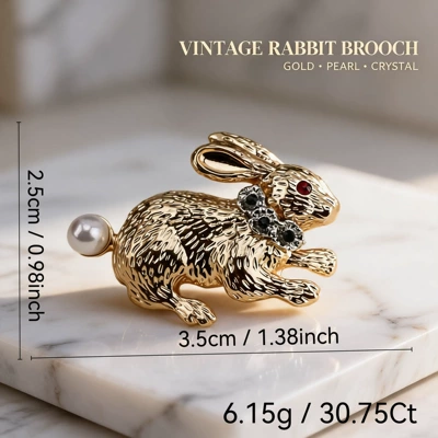 Yaxa sancaqları Easter cute bunny brooch - golden