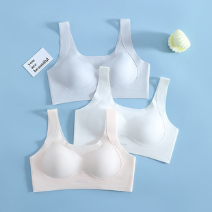 Spring and Summer new seamless girl underwear junior high school student fixed Cup Anti-bump Ice Silk girl vest bra