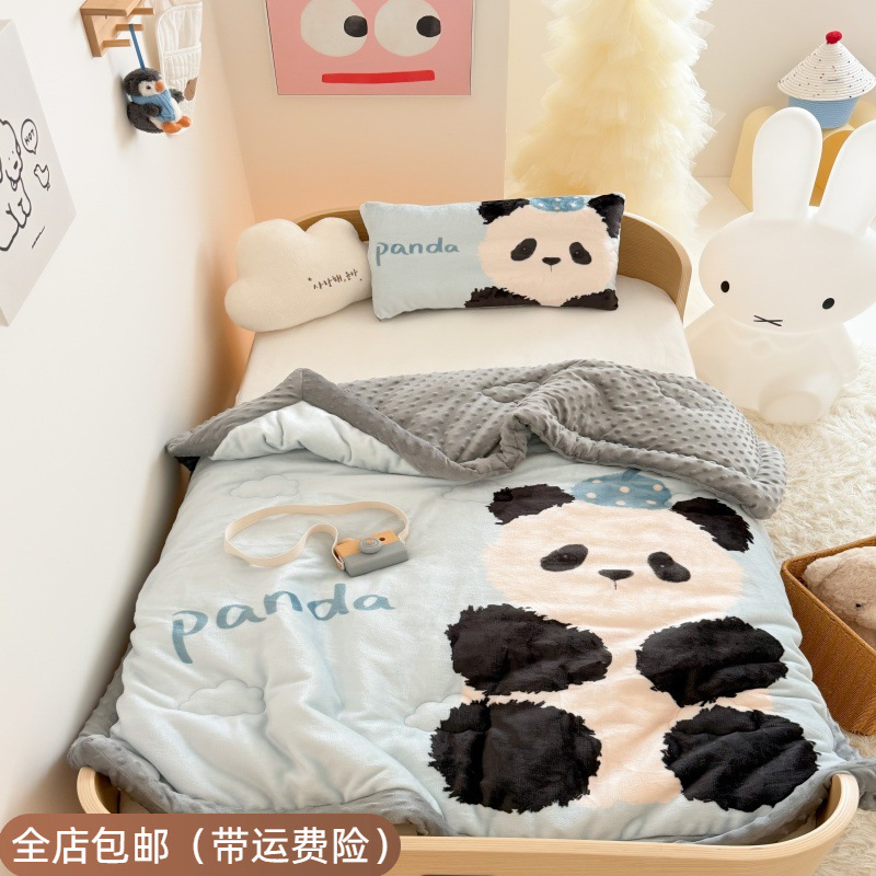 Foreign Trade Children's Cartoon Large Version Milk Warm Fleece Duvet Core for Kindergarten Students, Machine Washable Autumn and Winter Air Conditioning Quilt