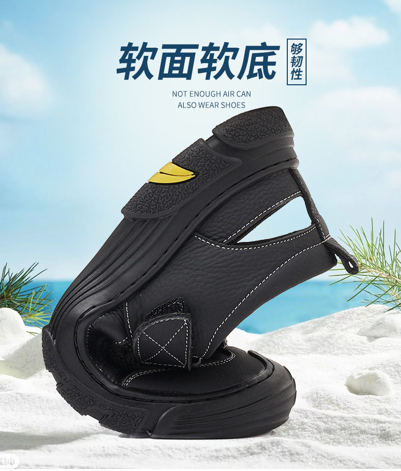 Dép sandal nam mùa hè đế mềm thân mềm thoáng khí khoét lỗ khóa dán — Màu nâu, màu đen chi tiết 2