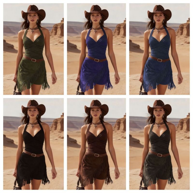 In-Stock New Vintage Western Style Women's Spring/Summer Tassel Design Sleeveless Dress In-Stock New Vintage Western Style Women's Spring/Summer Tassel Design Sleeveless Dress