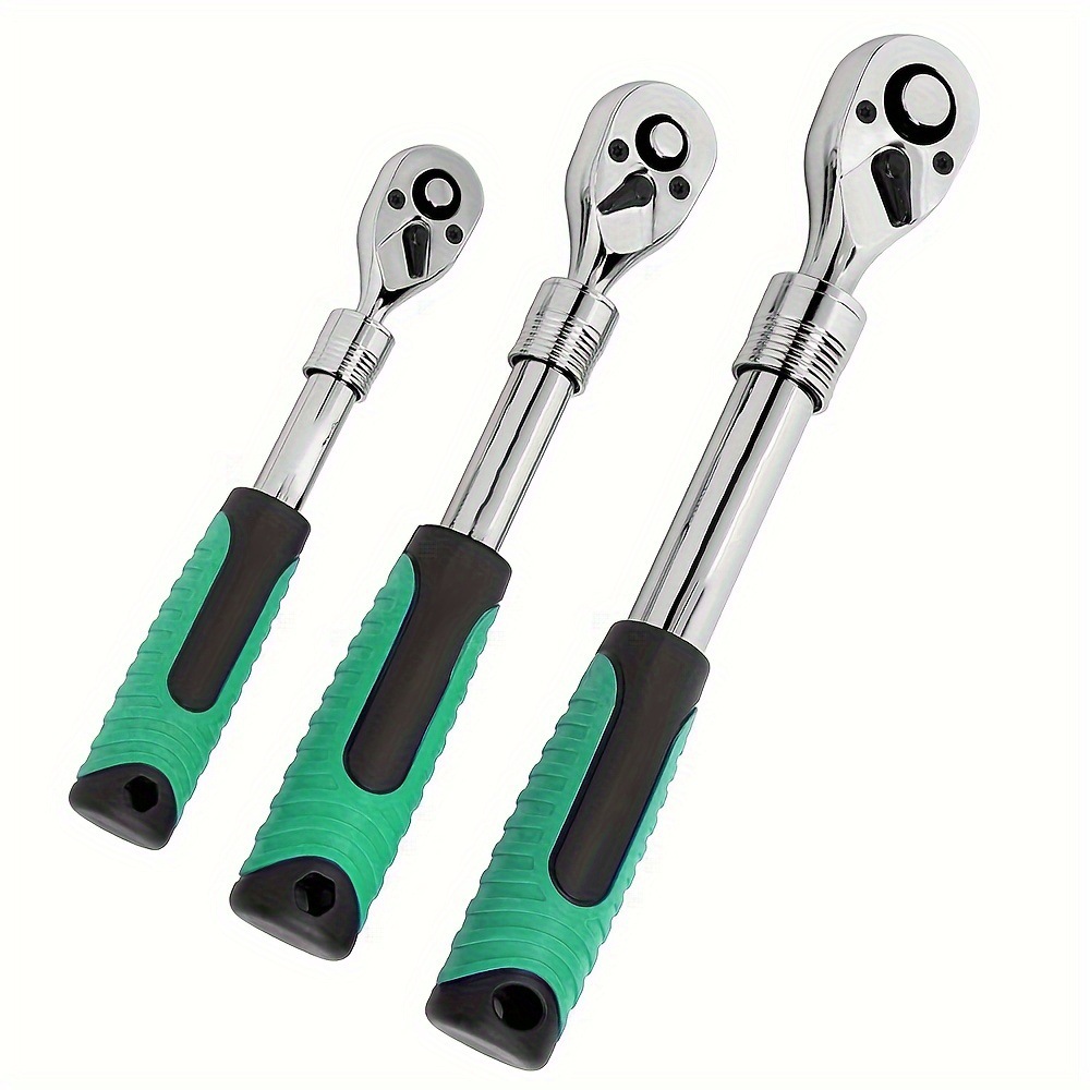 3pcs Extendable Ratchet Wrench Set Reversible 72 Tooth Cross border