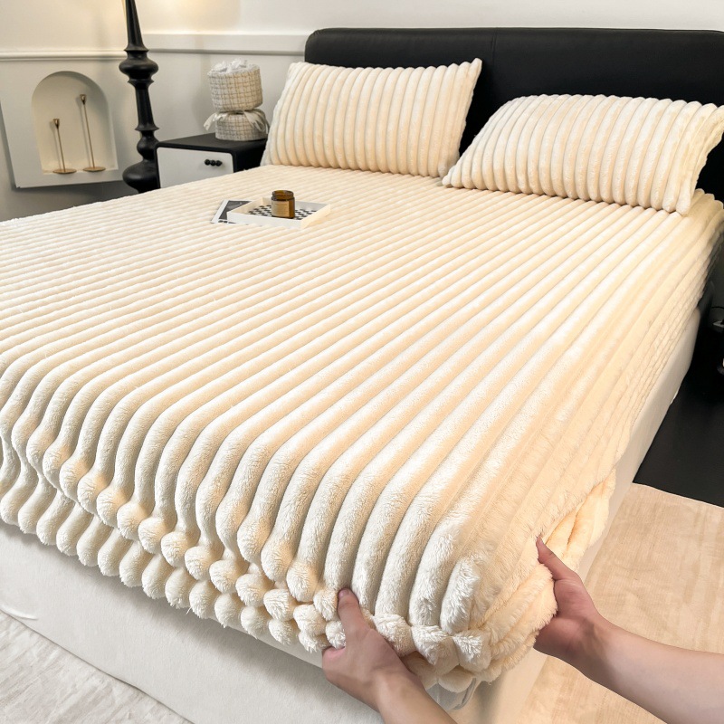 Factory wholesale rabbit velvet bed hat fleece-lined thick winter bedspread Simmons protective cover
