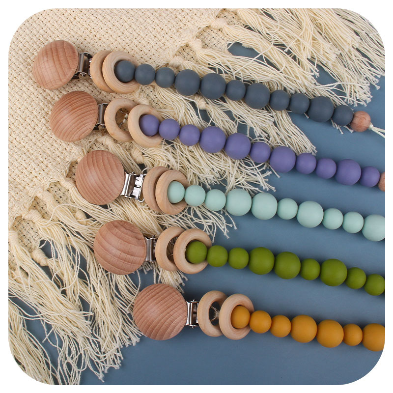 Suministros para bebés calmante Beech clip chupete cadena anti-gota Cadena de silicona cuentas chupete cadena Comercio exterior Amazon nuevo