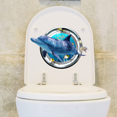 尚易SPZ-S0507鯊魚潛水鏡3D馬桶裝飾牆貼自粘浴室跨境直采馬桶貼