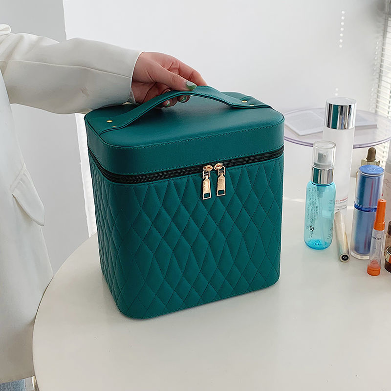 Fashion Embroidered Lattice Dark Green Large Extra High Double Layer