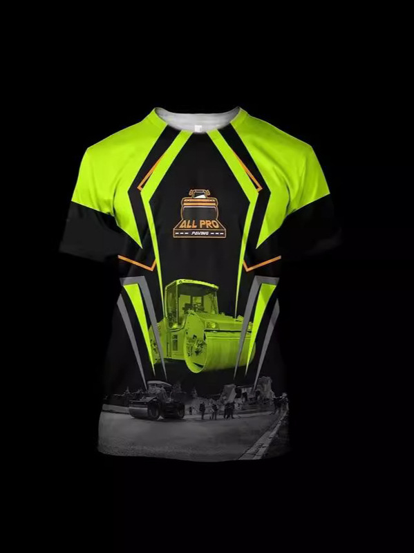 Cross-border 3D printed shirts for men and women, short-sleeved shirts designed by truck drivers, street clothes for work