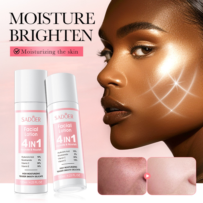 全英文四合一多效乳液120ml SADOER补水保湿肌肤水乳跨境外贸批发