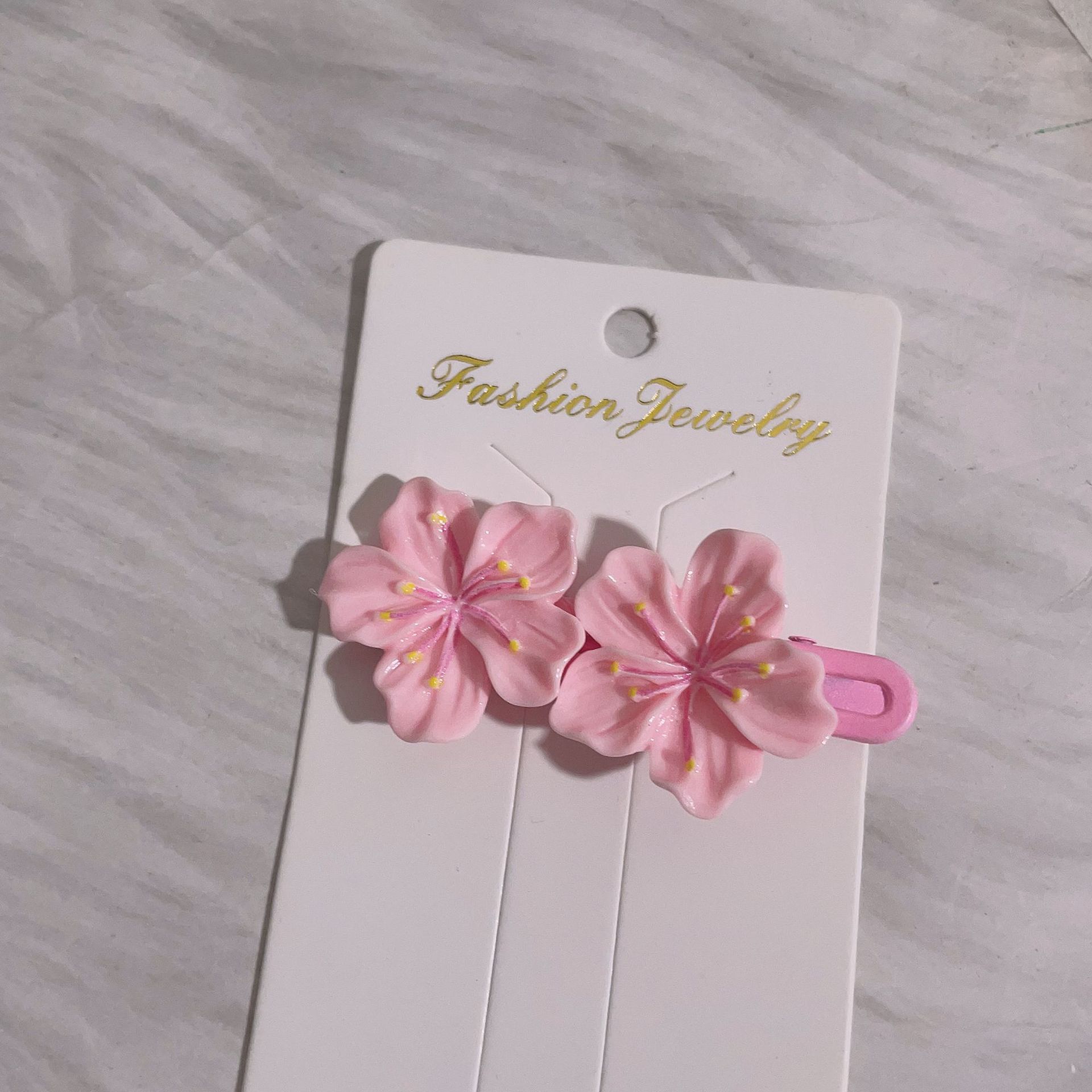 더블 사쿠라 핑크 덕빌 클립 [종이 카드 없음]