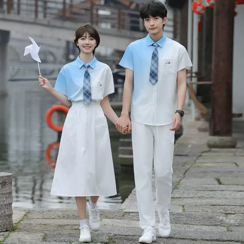 毕业拍照2024实拍情侣装夏装学生班服套装 男套  女套