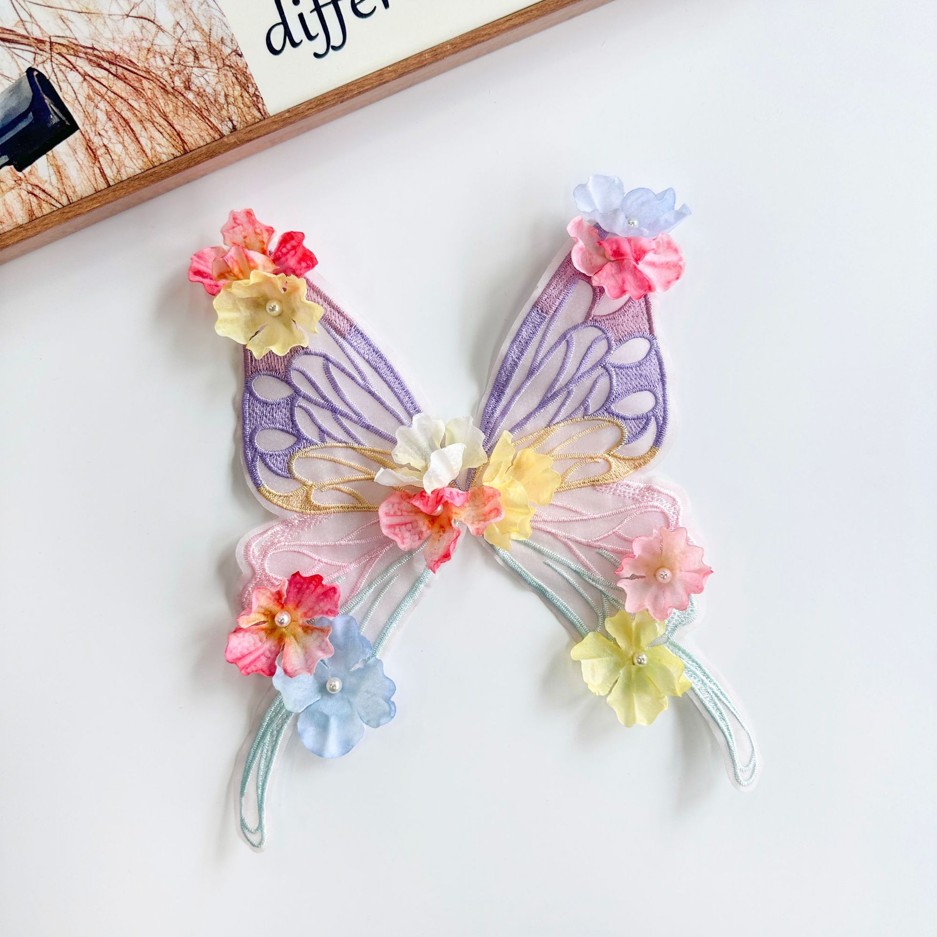 Horquilla con flor, pinza de pelo grande con mariposa, accesorio para el cabello de estilo antiguo, accesorio para el cabello de princesa Hanfu súper mágico, accesorio dulce para el cabello de mascotas, horquilla con flor de seda.