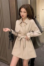 中长款风衣女2025秋装新款英伦风系带收腰小个子大衣设计感外套