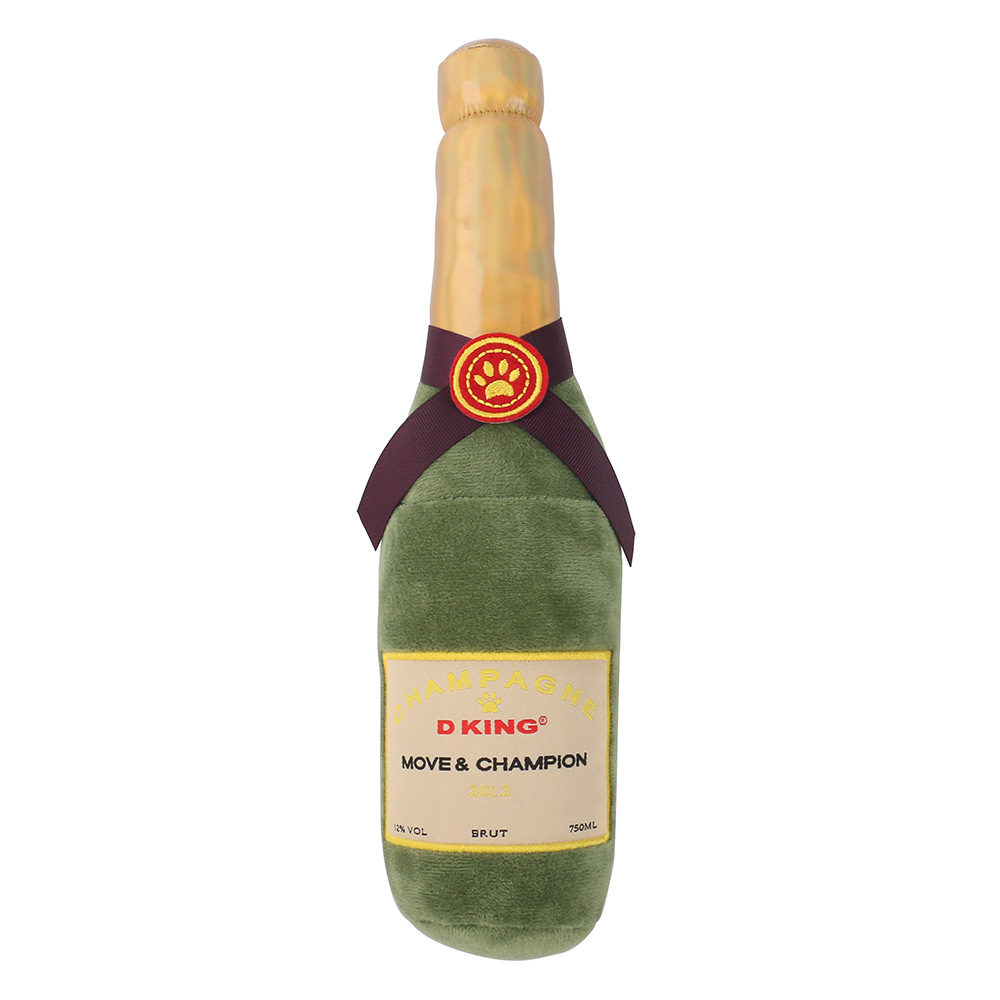 애완 동물 용품 삐걱 거리는 음성 봉제 장난감 박제 샴페인 병 물기 방지 씹는 개 장난감