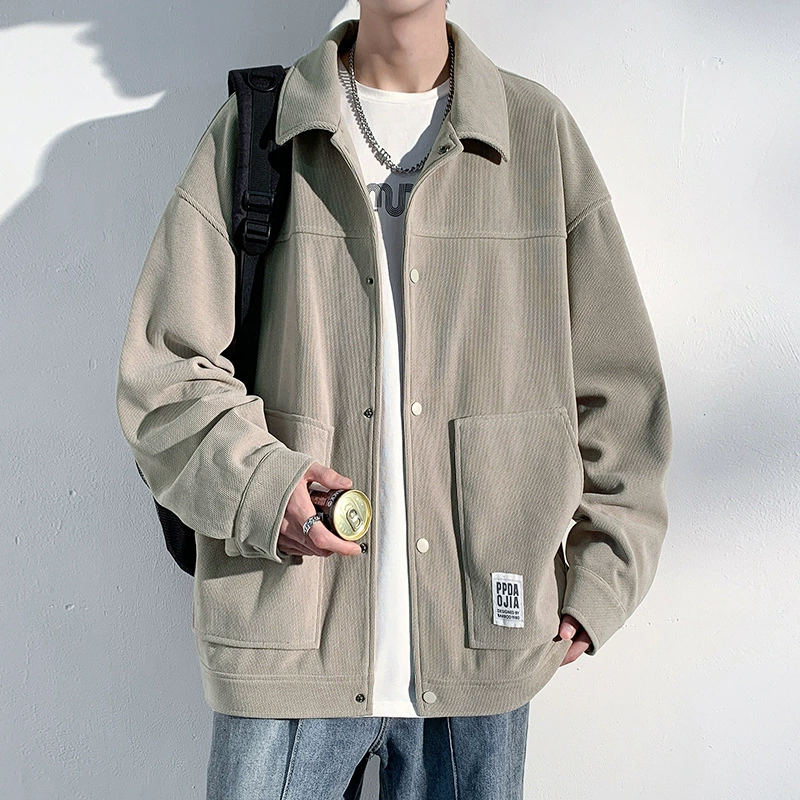 Весна A001-J501-2024 простая повседневная однобортная трехмерная нашивка-сумка, Модная молодежная куртка, верхнее пальто