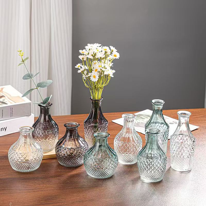 简约永生花小花瓶创意桌面插花钻石香薰瓶透明无火精油挥发花瓶